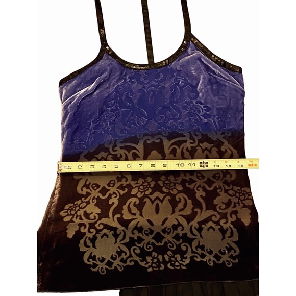 Free People Velvet Purple Ombre Forbidden Ivy FleurDeLis T-Strap Dress Size 4 - Picture 13 of 15